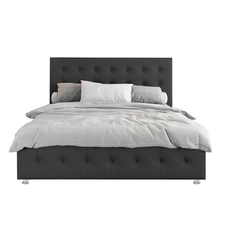 EKONOMODO COLOMBIA - Base cama con Espaldar Doble en pino Capital Gris Plomo 140x190 cm