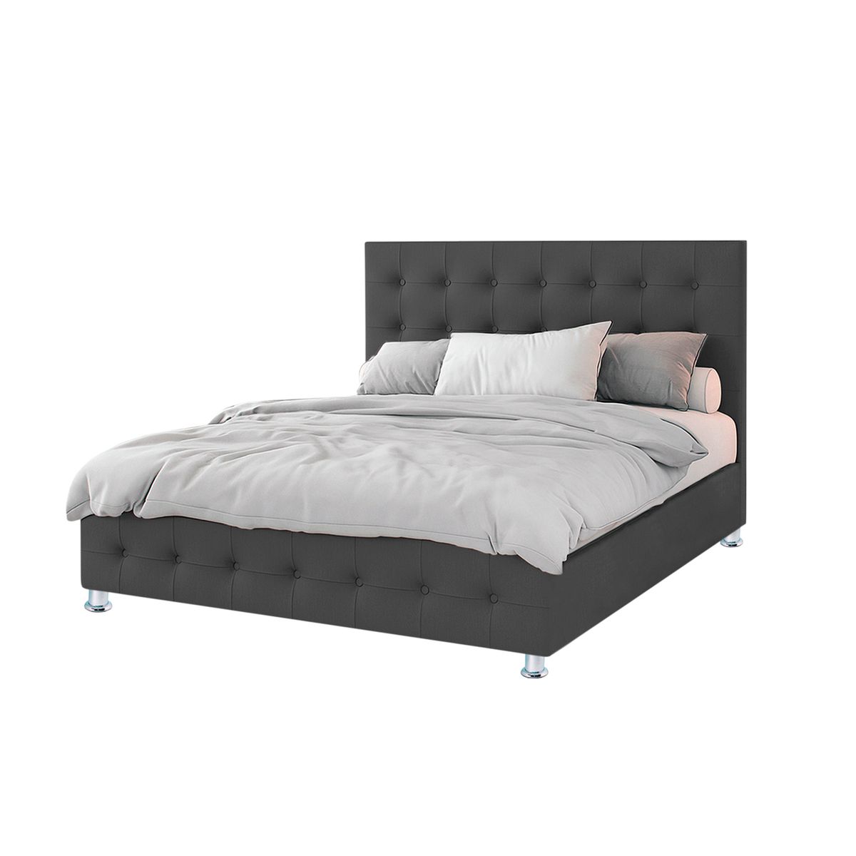 EKONOMODO COLOMBIA - Base Cama Con Espaldar Doble En Pino Capital Gris Plomo 140X190 Cm