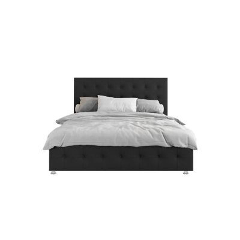 EKONOMODO COLOMBIA - Base cama con Espaldar Doble en pino Capital Negro 140x190 cm