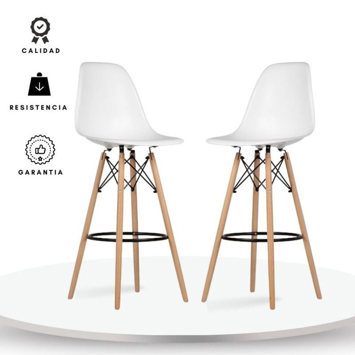 EKONOMODO COLOMBIA - Silla De Bar Eames Blanco Set X 2
