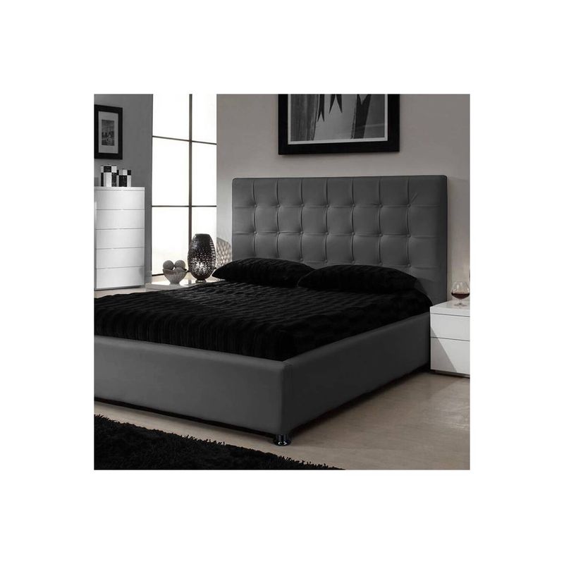 EKONOMODO COLOMBIA - Base cama con Espaldar Doble en pino Ilusion Gris Plomo 140x190 cm