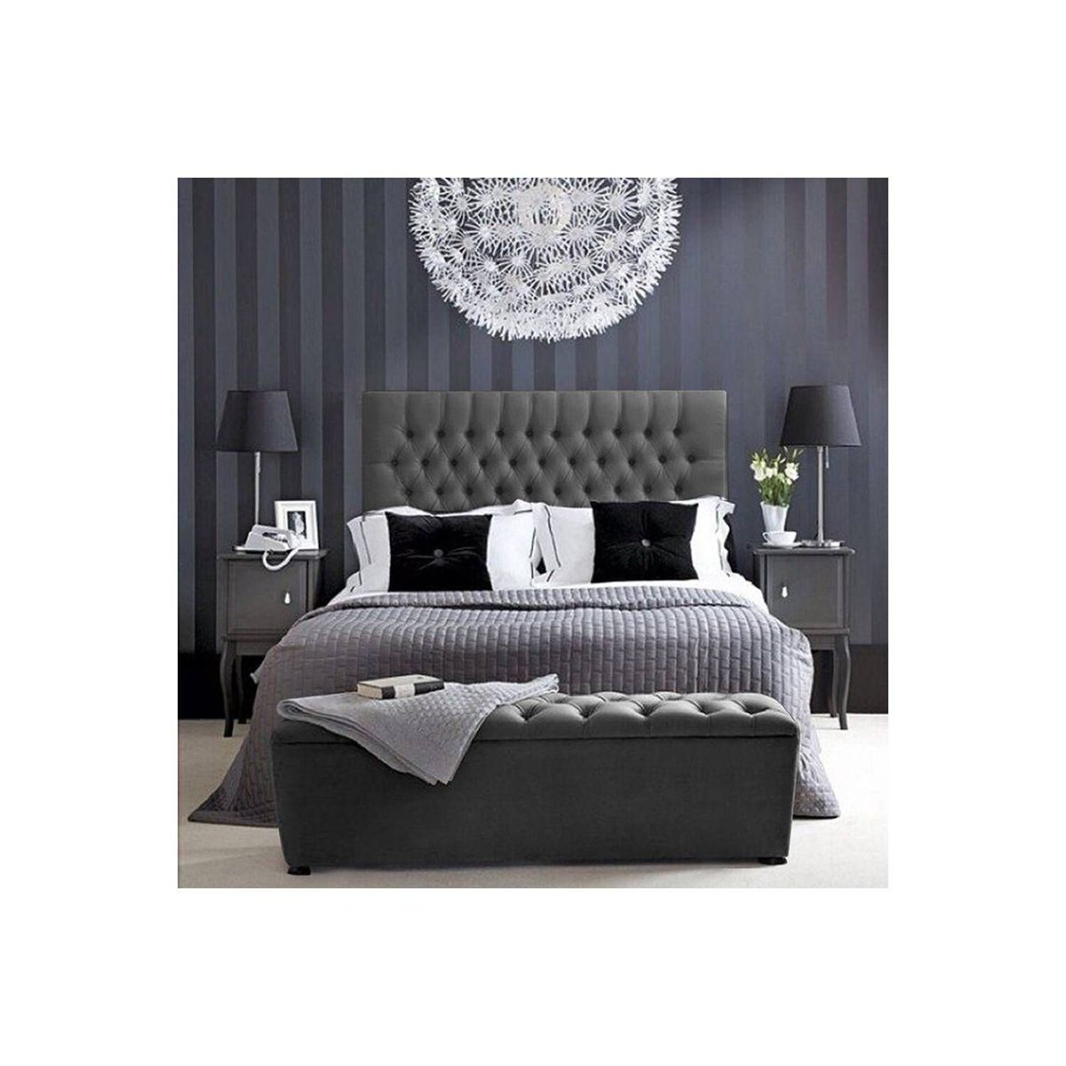 EKONOMODO COLOMBIA - Espaldar De Cama King Paris Gris Plomo 200X150 Cm
