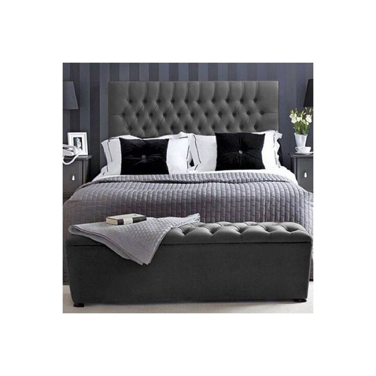 EKONOMODO COLOMBIA - Espaldar De Cama King Paris Gris Plomo 200X150 Cm