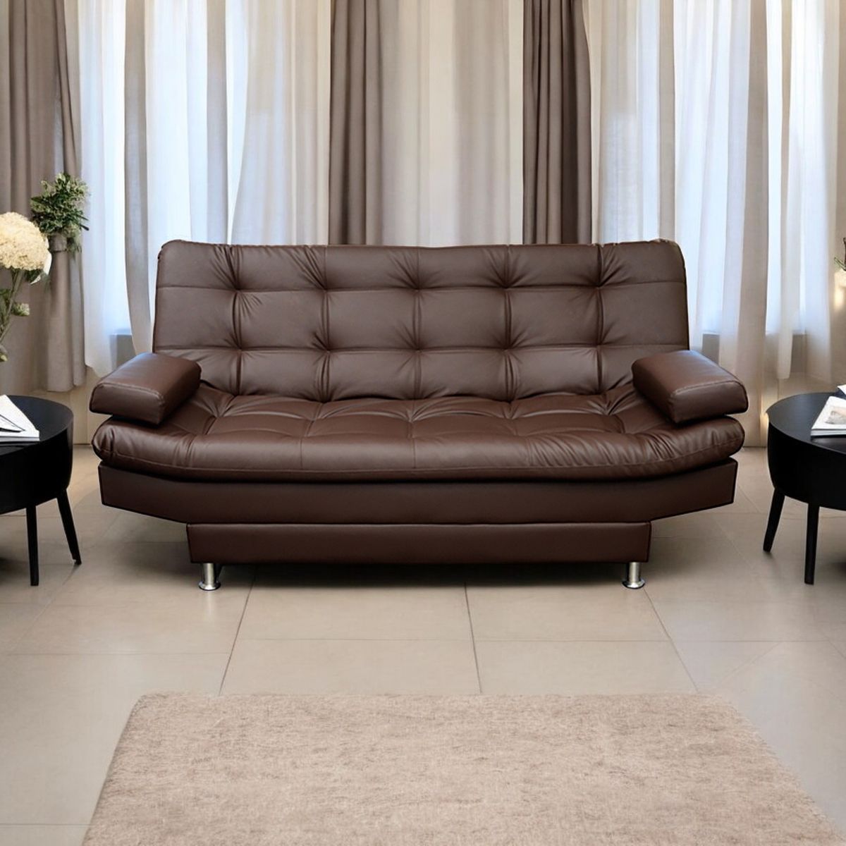 MUEBLES ONLINE - Sofá cama Simons 3 posiciones clic clac café