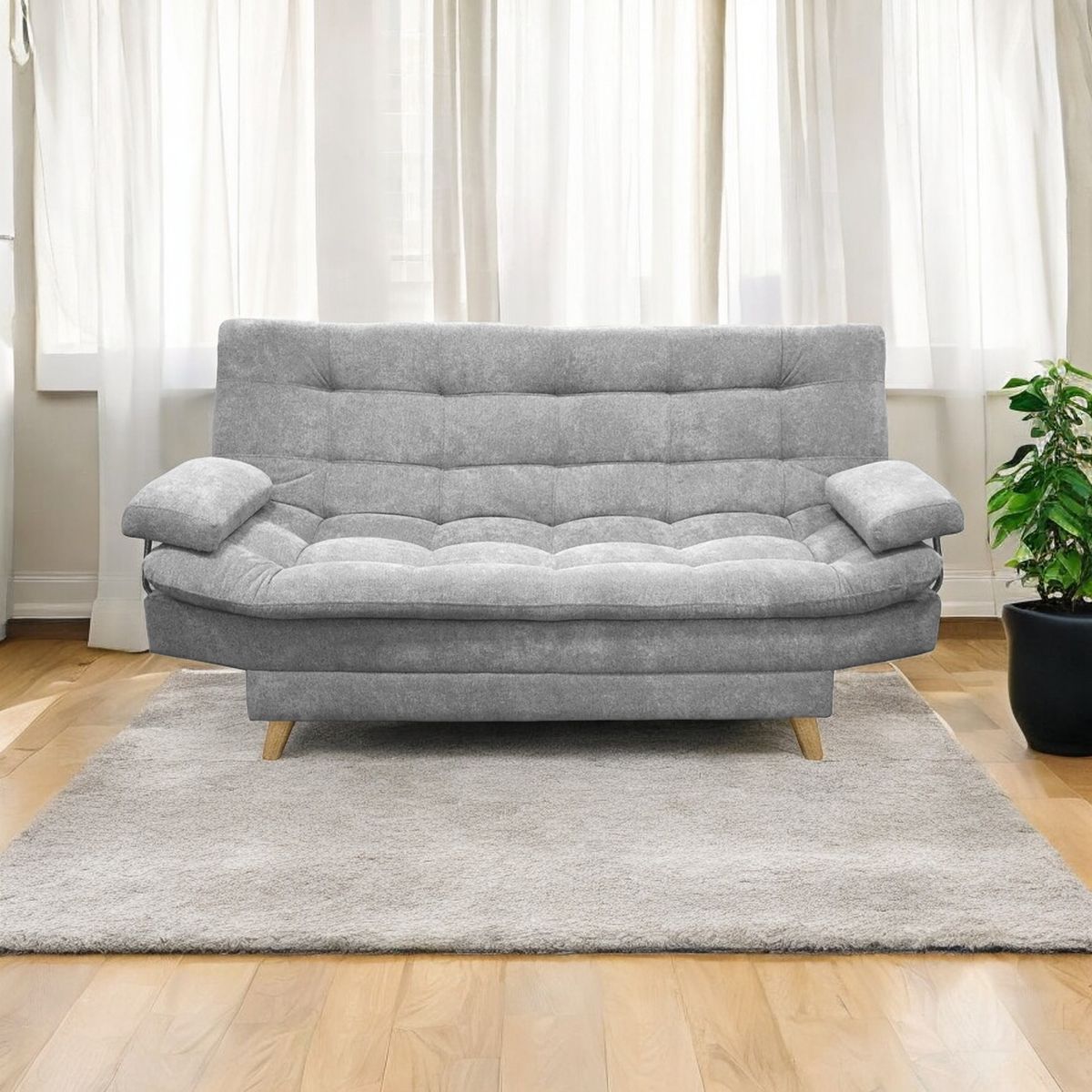 MUEBLES ONLINE - Sofa cama 3 posiciones Carvallo Lux tela Gris