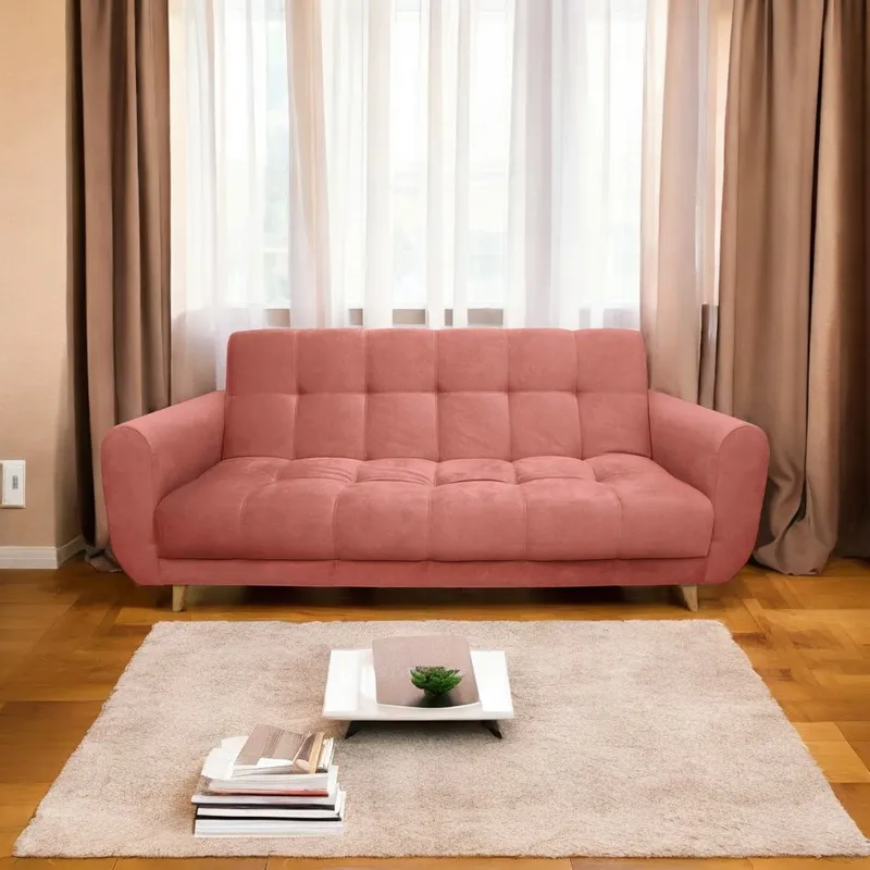 MUEBLES ONLINE - Sofa cama 3 posiciones Archer tela coral