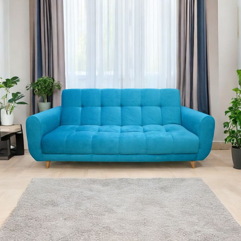MUEBLES ONLINE - Sofa cama 3 posiciones Archer tela azul eléctrico
