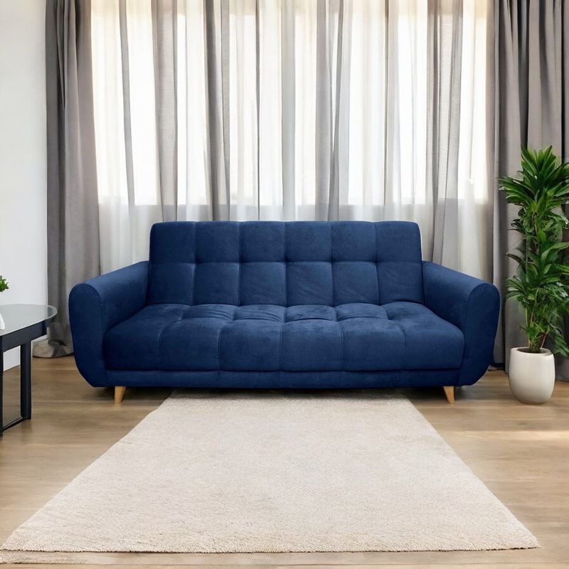 MUEBLES ONLINE - Sofa cama 3 posiciones Archer tela azul