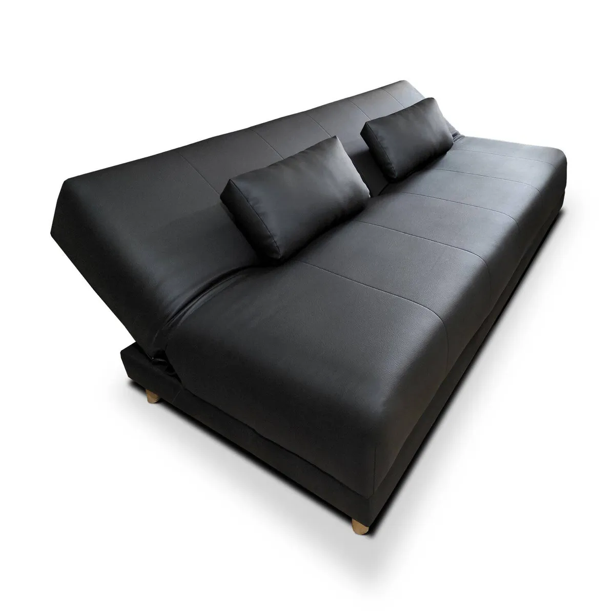 MUEBLES ONLINE - Sofa cama 3 posiciones Sabath tipo cuero negro
