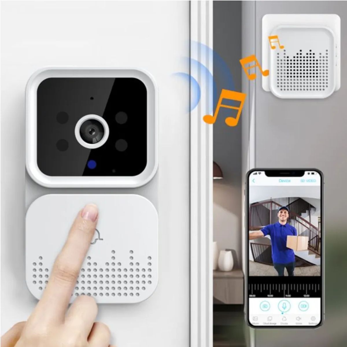 TECNOHOGAR JS - Video Portero Timbre Dual Inalambrico Vision Nocturna Hd