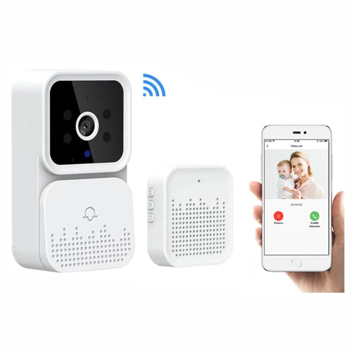 TECNOHOGAR JS - Video Portero Timbre Dual Inalambrico Vision Nocturna Hd