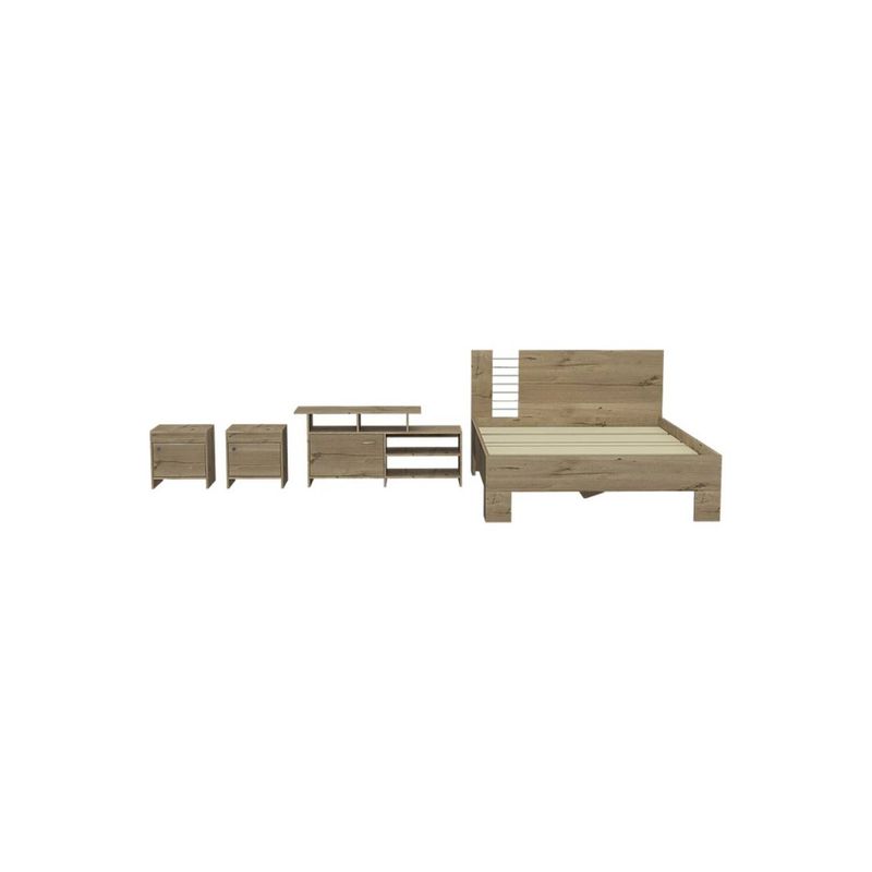 EKONOMODO COLOMBIA - Cama Atlantis  140 + 2 Nocheros + Mueble De Tv