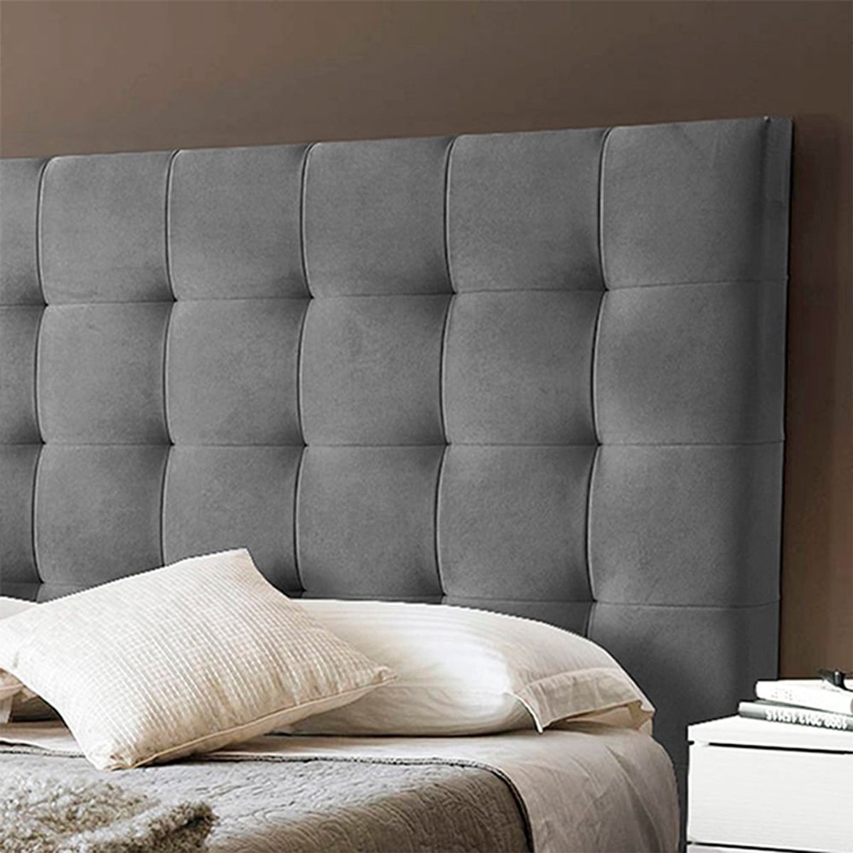 EKONOMODO COLOMBIA - Base Cama Con Espaldar Queen En Pino Luxury Gris Plata 160X190 Cm