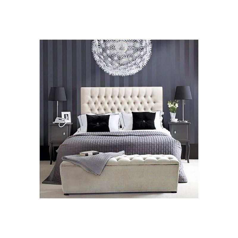 EKONOMODO COLOMBIA - Base cama con Espaldar Queen + Puff en pino Paris Taupe 160x190 cm