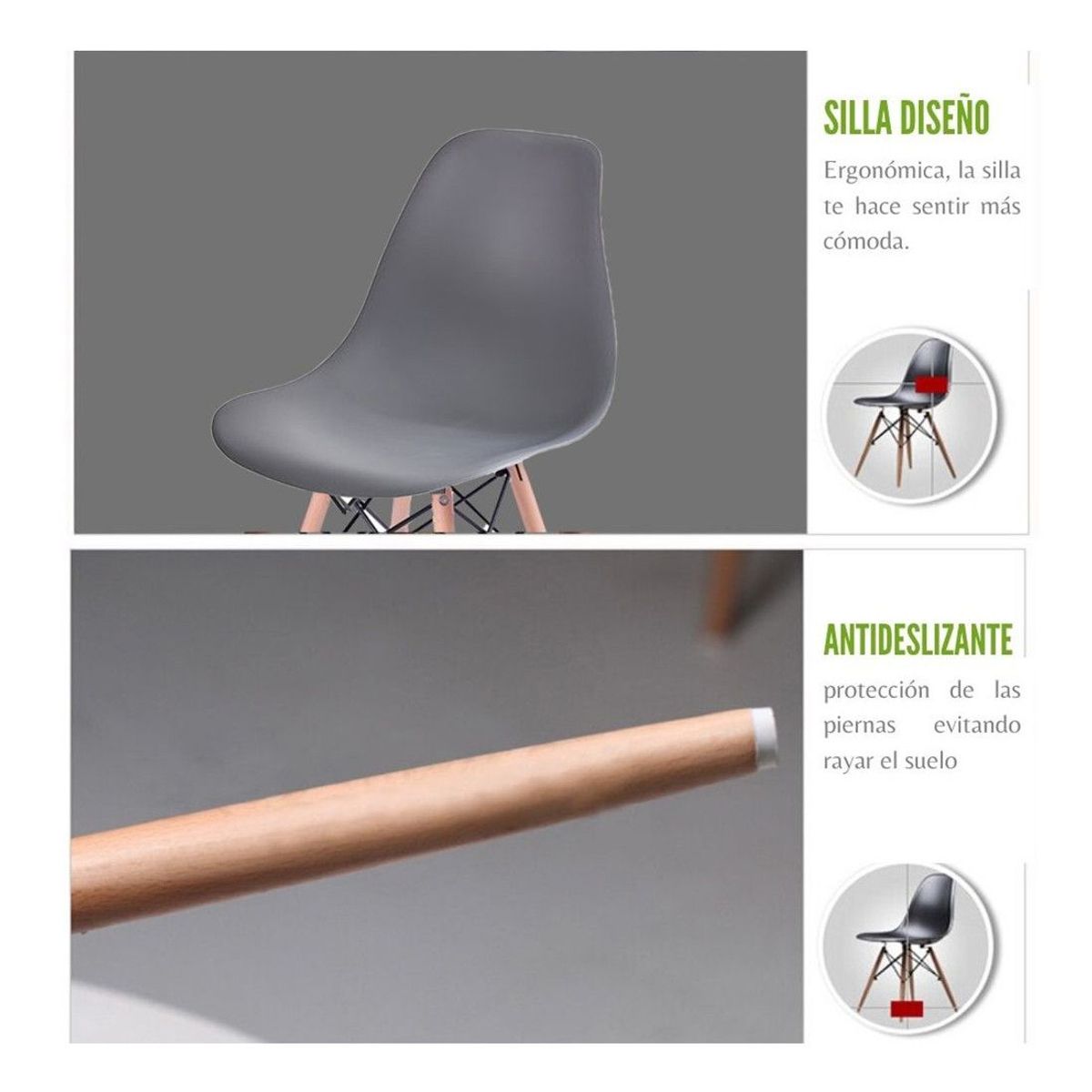 EKONOMODO COLOMBIA - Silla Eames Adulto Gris