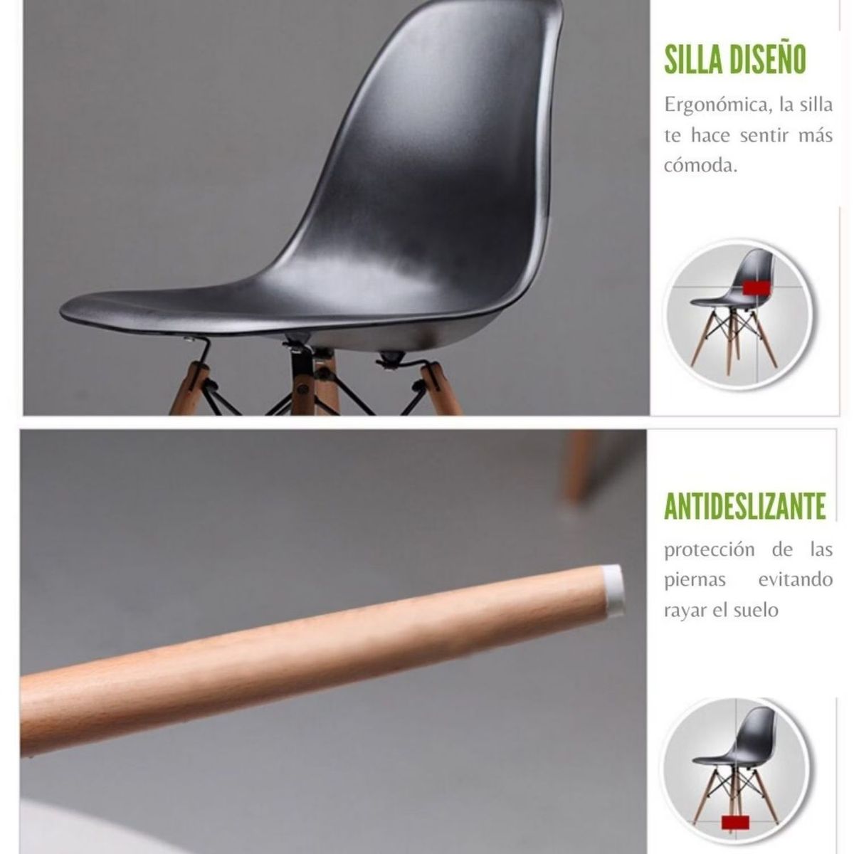 EKONOMODO COLOMBIA - Silla Eames Adulto Negro