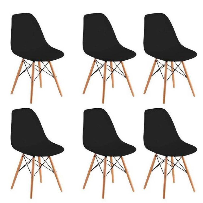 EKONOMODO COLOMBIA - Sillas eames adulto negro set x6