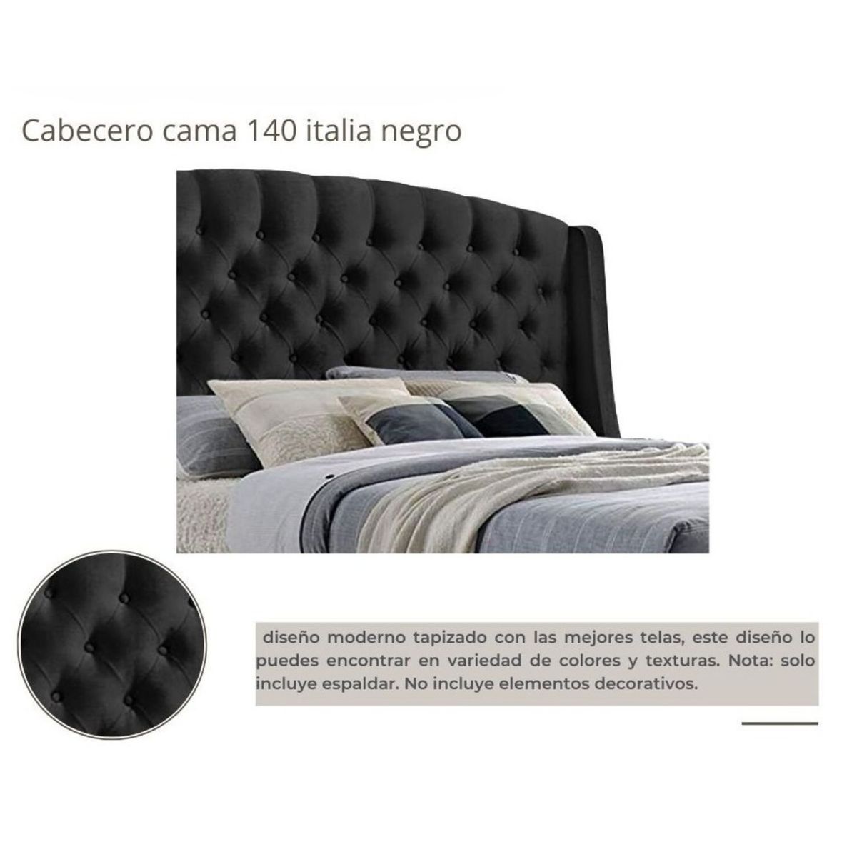 EKONOMODO COLOMBIA - Colchon King 2 Pillow + Base Cama + Espaldar Italia Negro 200X200 Cm
