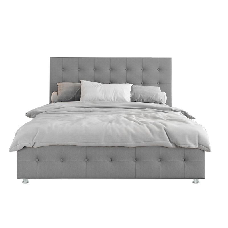 EKONOMODO COLOMBIA - Base cama con Espaldar Queen en pino Capital Gris Perla 160x190 cm