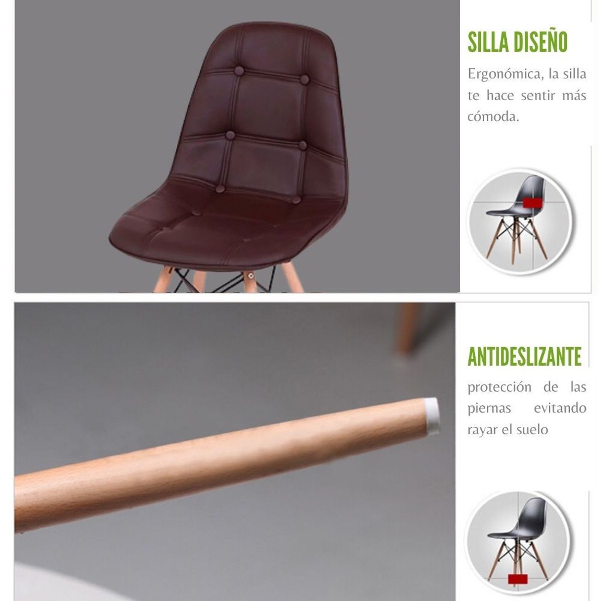 EKONOMODO COLOMBIA - Silla Eames Botones Cafe