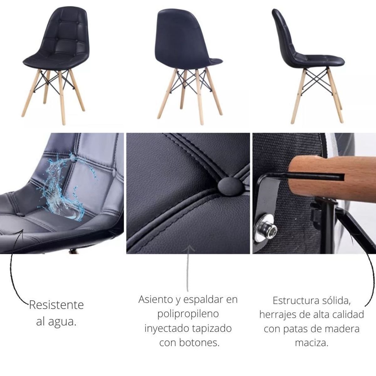 EKONOMODO COLOMBIA - Silla Eames Botones Negro