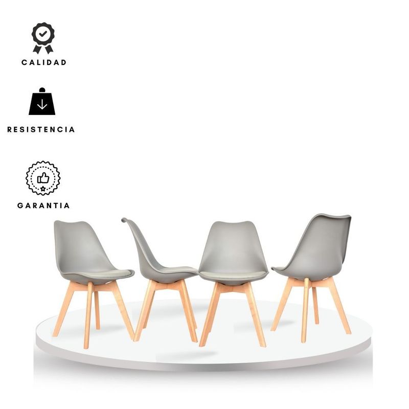 EKONOMODO COLOMBIA - Silla tapizada Milano Gris set X4