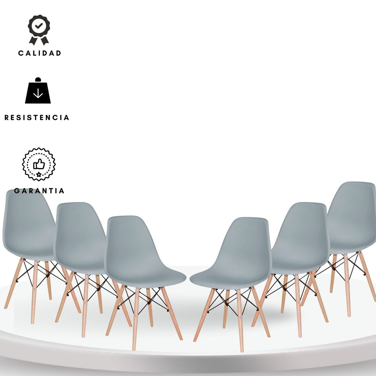 EKONOMODO COLOMBIA - Silla Eames Adulto Gris Set X 6