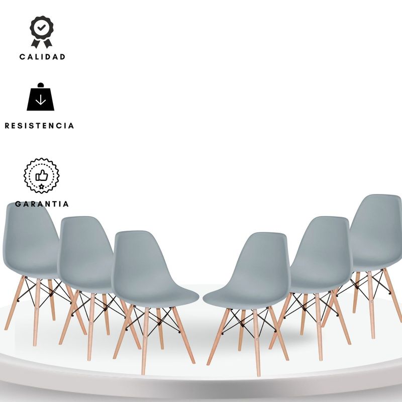 EKONOMODO COLOMBIA - Silla eames Adulto gris set x 6
