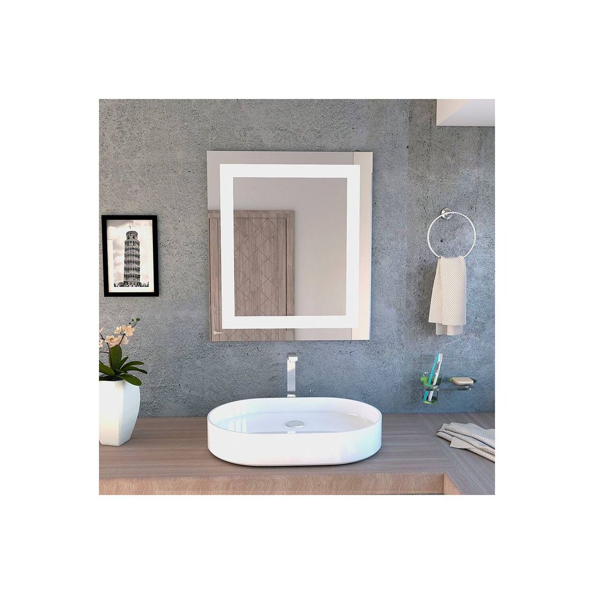 EKONOMODO COLOMBIA - Espejo De Pared Rectangular Con Cuadro Interno En Sandblasting Benin