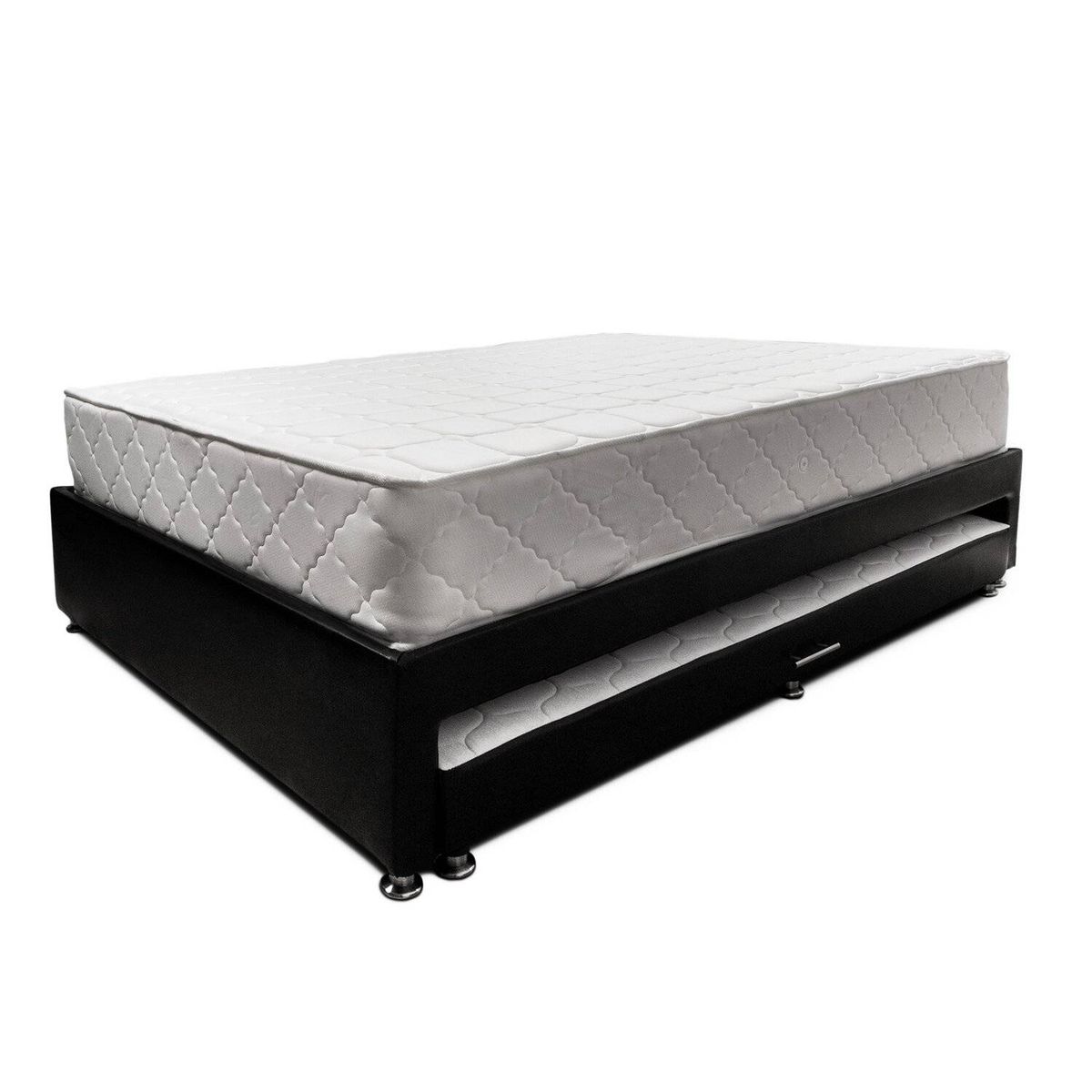 MUEBLES ONLINE - Combo Cama Nido Tarima negra + colchón Dreamer Plus Doble 140 x 190 cm