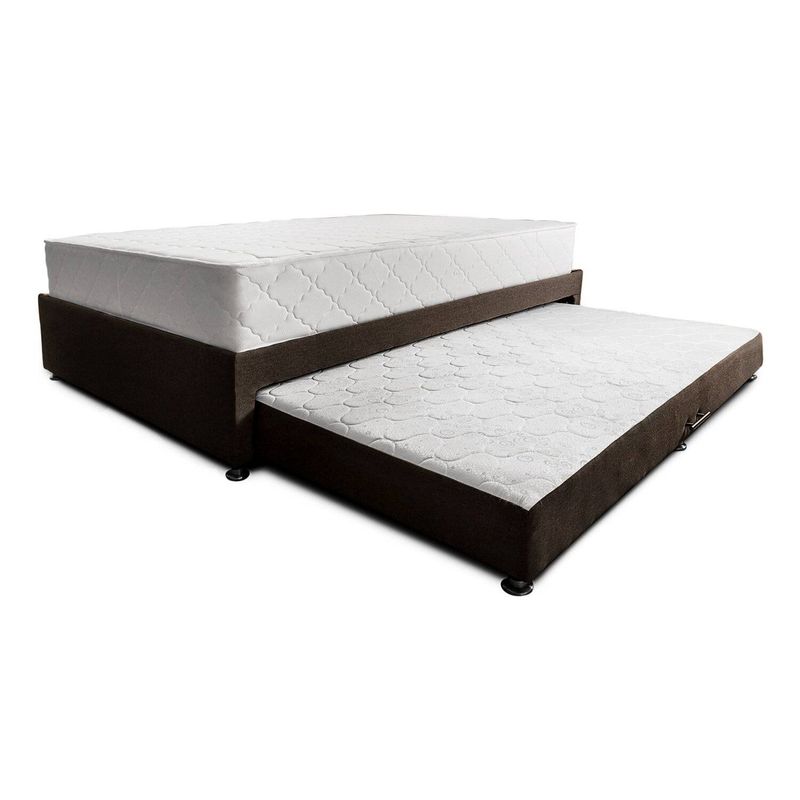 MUEBLES ONLINE - Combo Cama Nido Tarima café + colchón Dreamer Plus Doble 140 x 190 cm