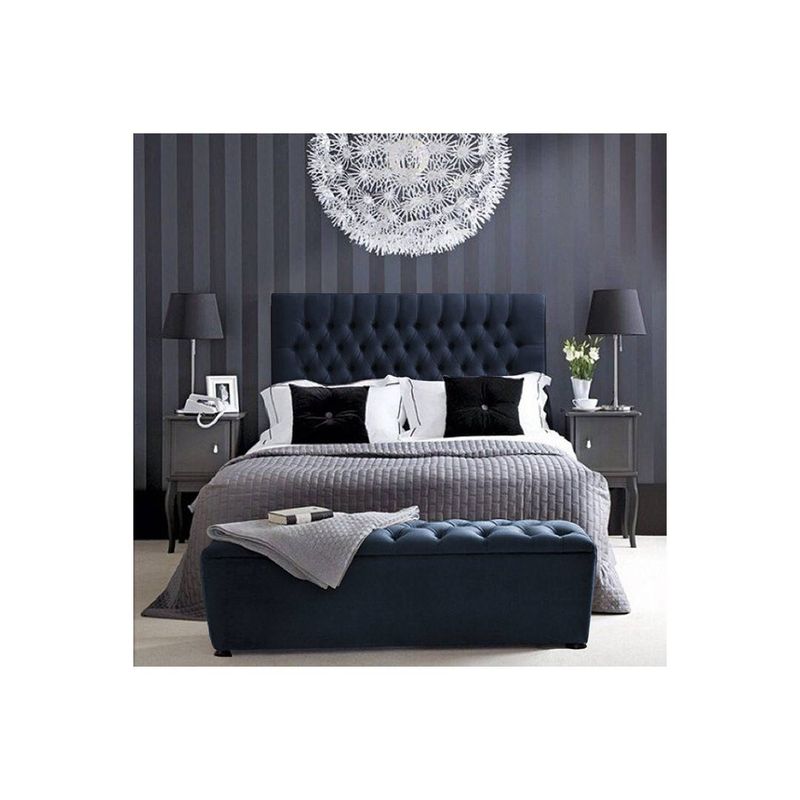 EKONOMODO COLOMBIA - Colchon Doble 1 Pillow + Base cama + Espaldar + Puff Paris Azul