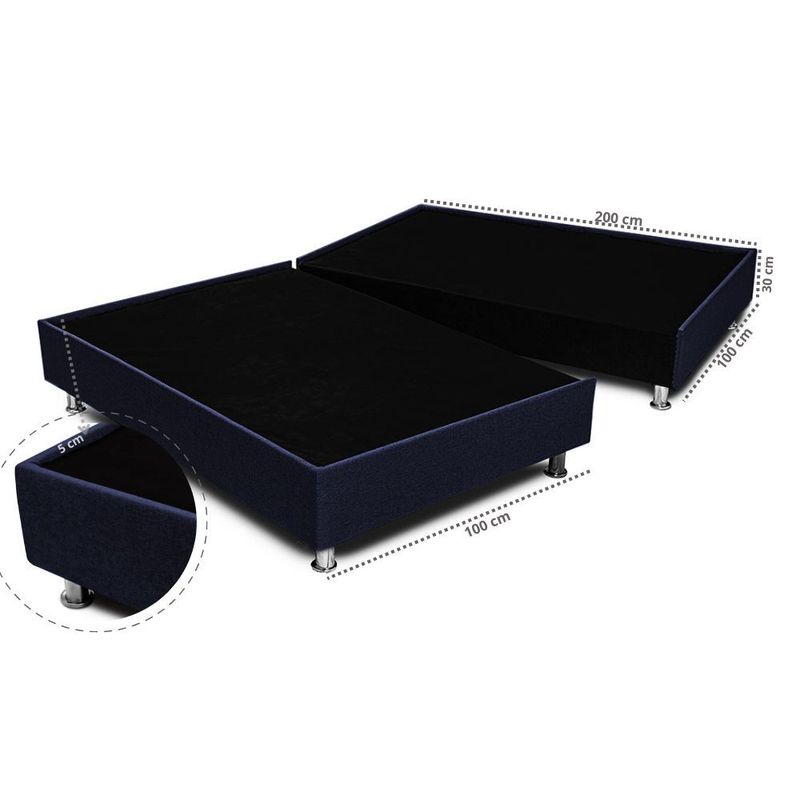 EKONOMODO COLOMBIA - Base cama King Dividida en pino Florencia Azul 200x200 cm