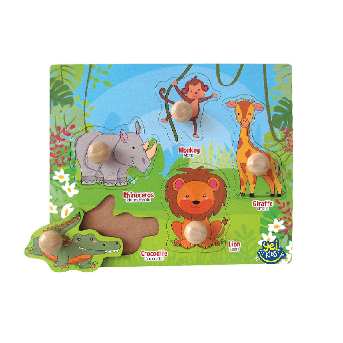 CELMAX - Encajable de animales salvajes en madera para niños