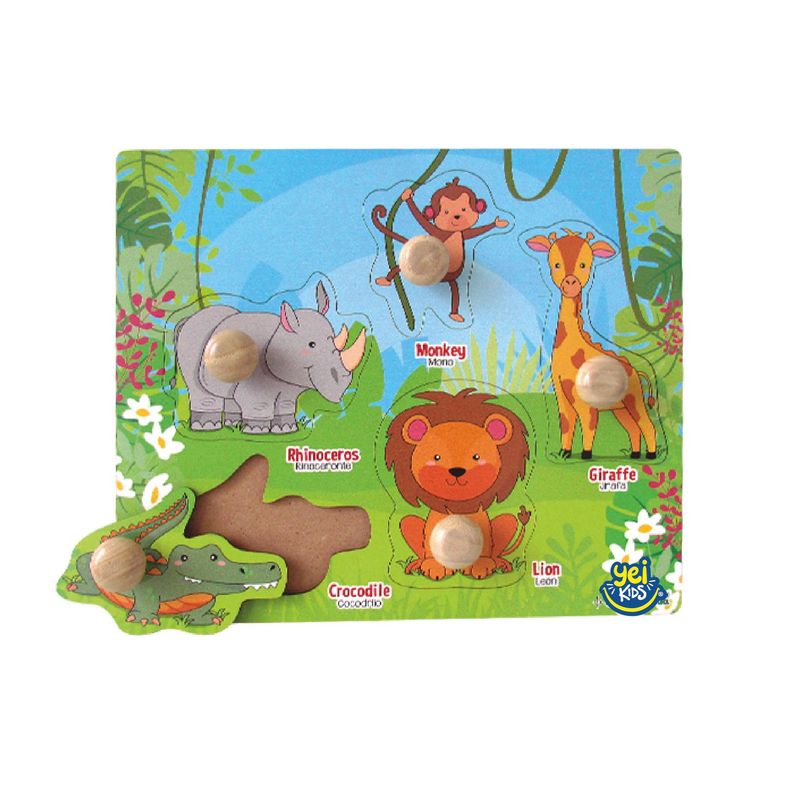 CELMAX - Encajable de animales salvajes en madera para niños