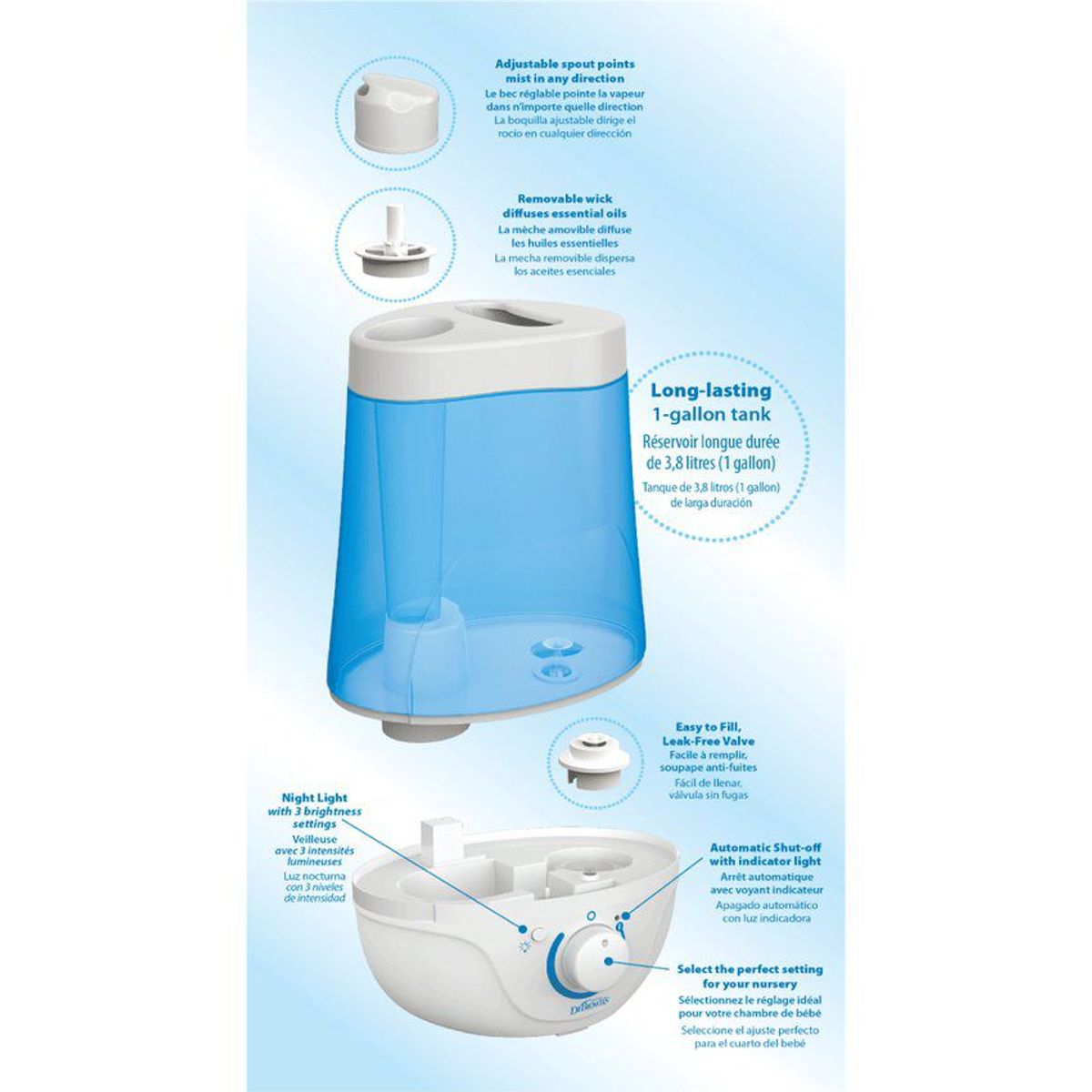 DR BROWNS - Humidificador de Aire Para el cuarto del Bebe Cool Mist Dr B