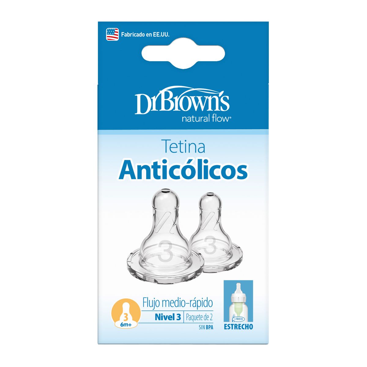 DR BROWNS - Chupo Boca Estandar Nivel 3 6-9 Meses paquete x2 Dr Brown