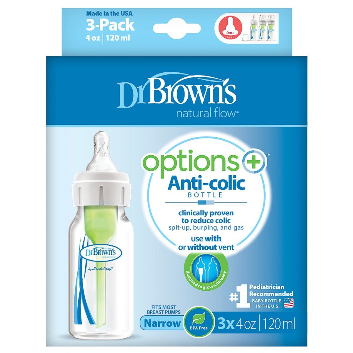 DR BROWNS - Pack 3 Teteros Dr Brown 4 Oz Boca Estandar Recien Nacido