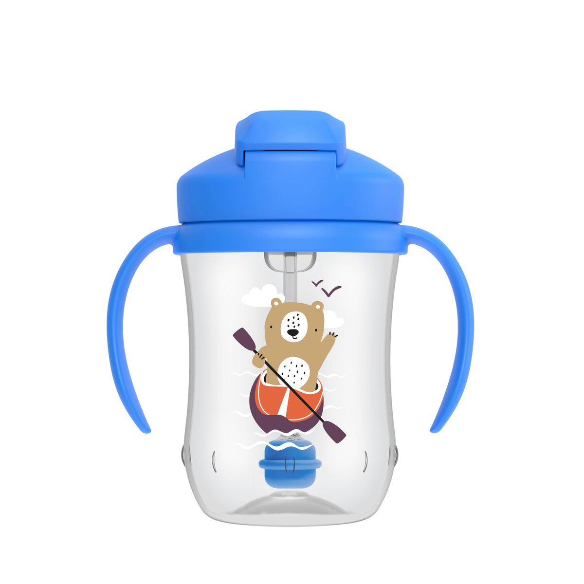 DR BROWNS - Vaso Antiderrame Niños - 9 Oz Azul Con Pitillo y Pesa
