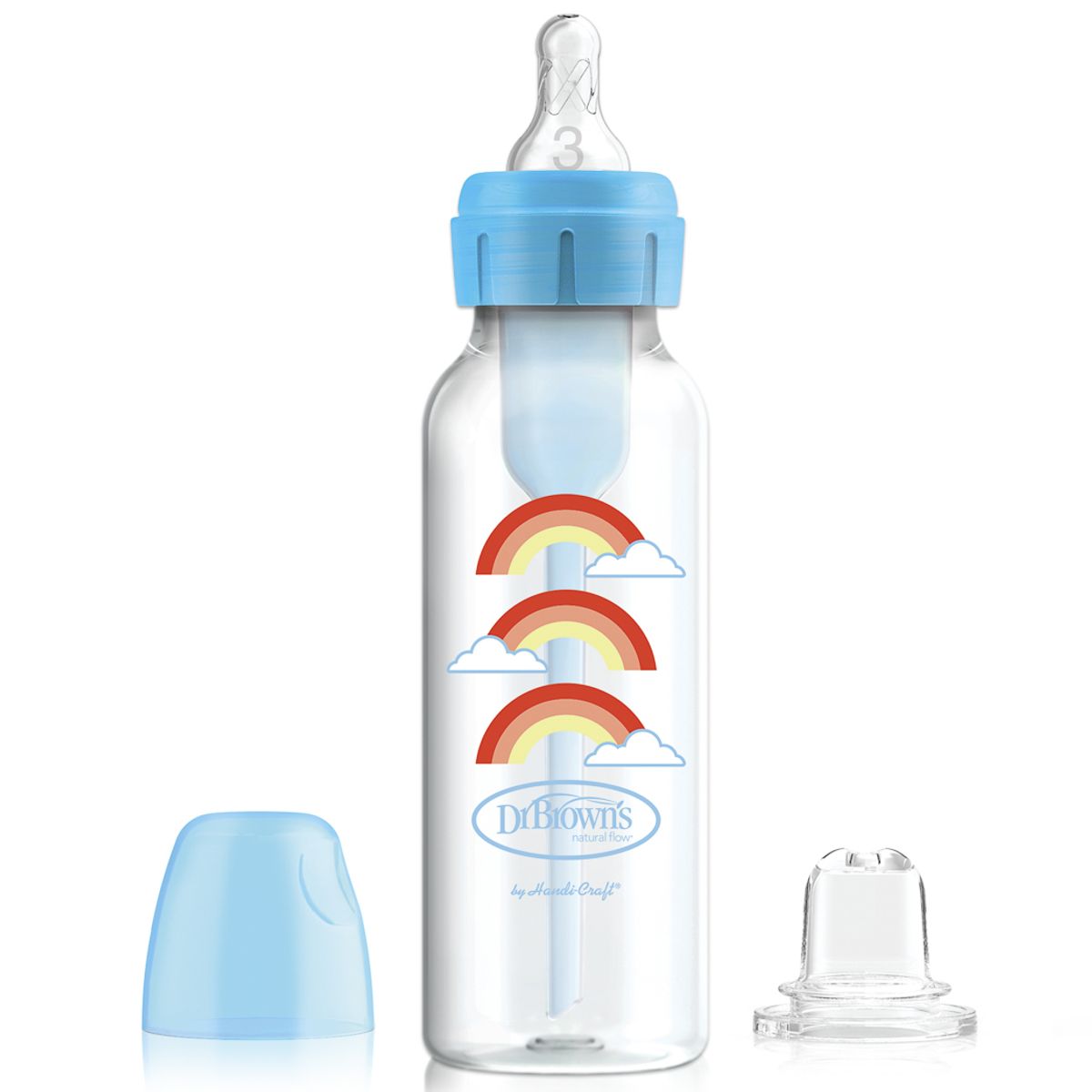 DR BROWNS - Kit de Transicion Boca Angosta Azul Chupo y Tetina N3 6-9m
