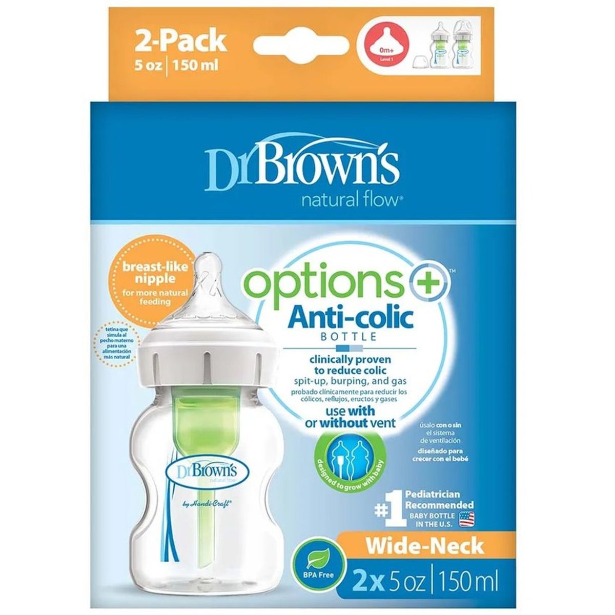 DR BROWNS - Teteros Dr Brown Recien Nacido Boca Ancha de 5 Oz Pq por 2