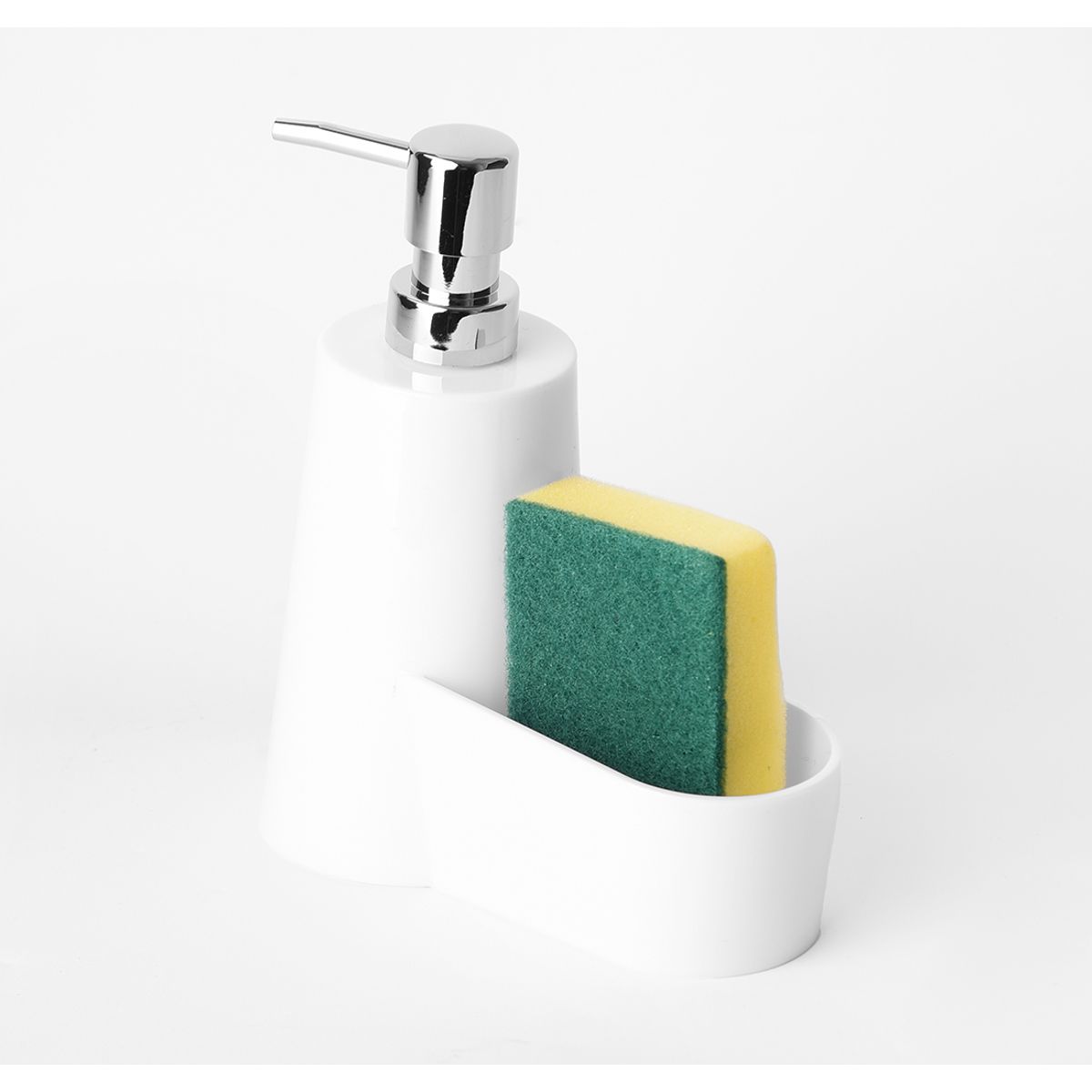 ESSENZA - Dispensador de Jabon Liquido 390ml Soporte de Esponja Blanco