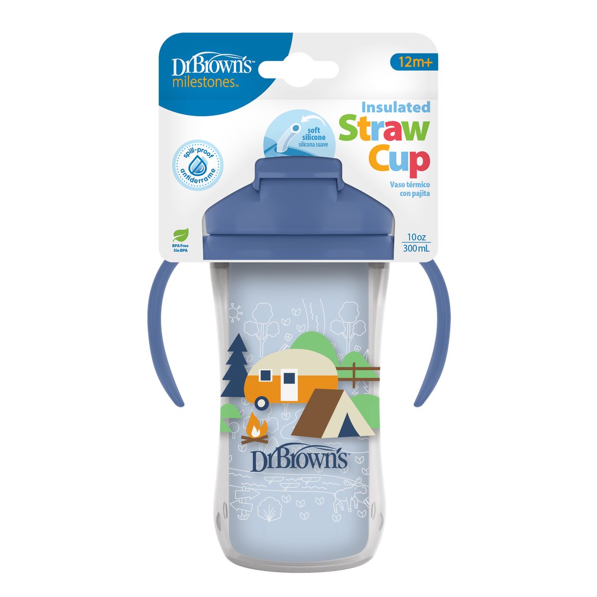 DR BROWNS - Vaso Termico Doble Pared 10 Oz Azul Dr Brown Bebe 12+ Meses