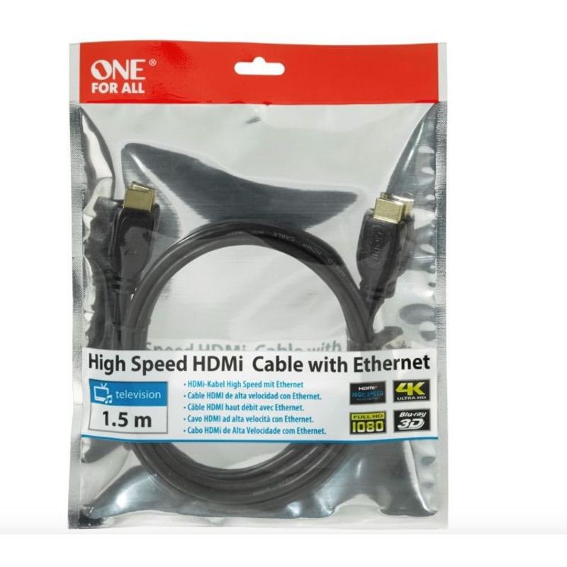 ONE FOR ALL - OFA Cable Hdmi Full Hd 4k De 1.5 Metros Negro