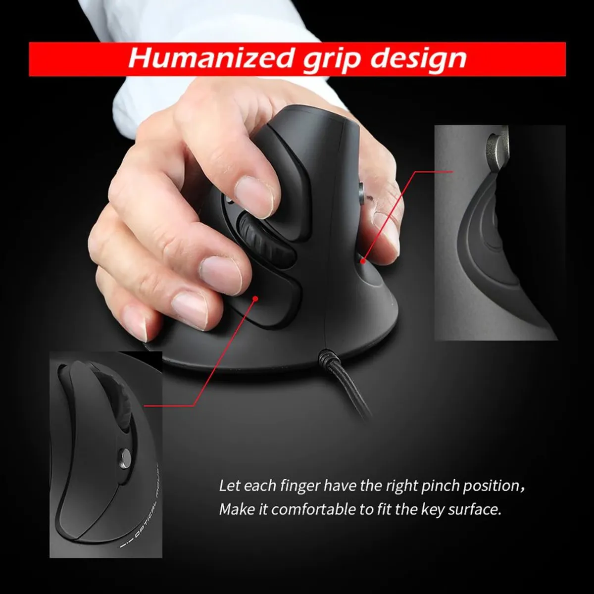 ZELOTES - Mouse Gaming Vertical Ergonomico Programable Gamer Zelotes T30