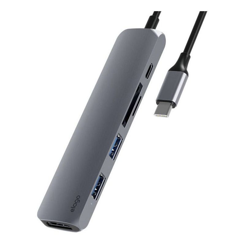 ELAGO - ELAGO Adaptador Multipuerto Usb-c 6 En 1 Lector Sd / Hdmi Gris