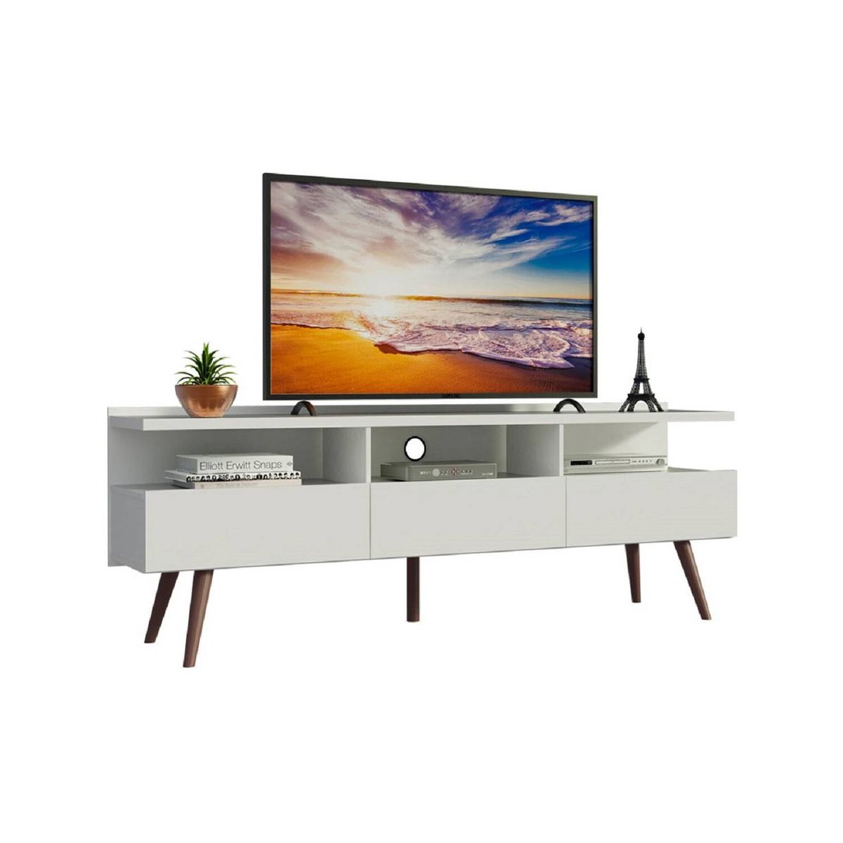 MADESA - Centro de Entretenimiento Mesa para TV Londres Hasta 65 Pulgadas Blanco