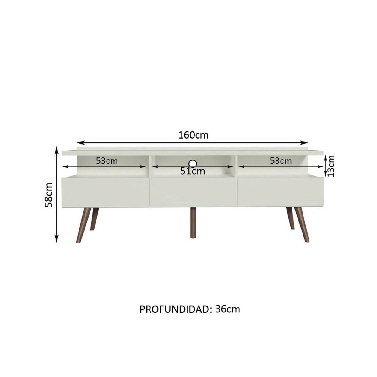 MADESA - Centro de Entretenimiento Mesa para TV Londres Hasta 65 Pulgadas Blanco
