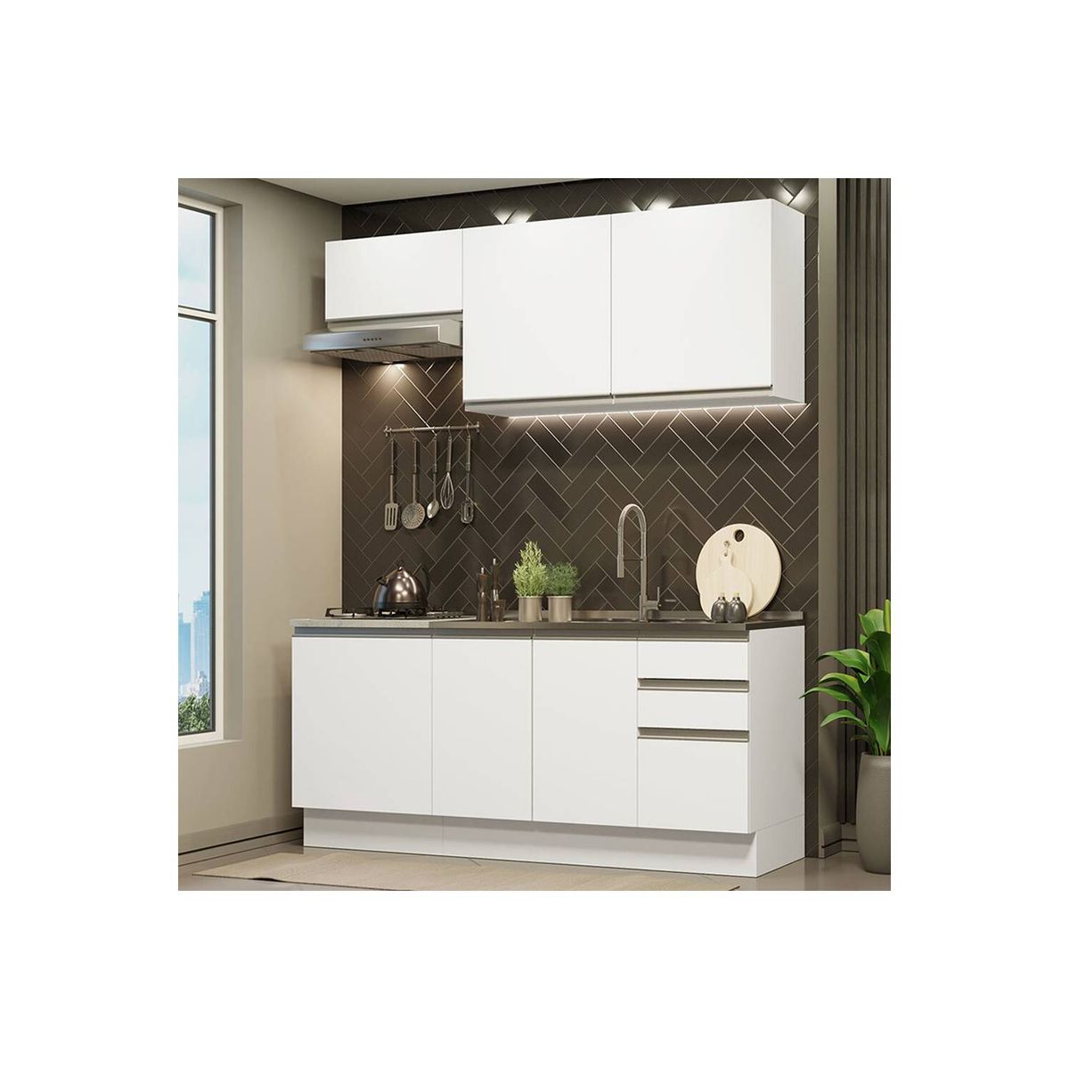 MADESA - Cocina Integral Glamy 1.80 Metros Blanco 07