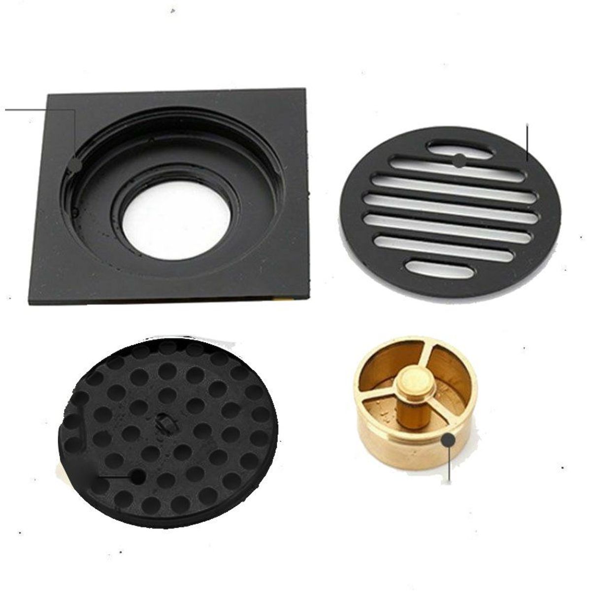 GENERICO - Rejilla sifón negro estandar antiretorno -antiolor -insectos